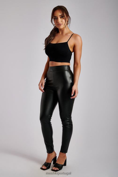 Meshki calça skinny de couro sintético shayla BLLT1340 roupas preto