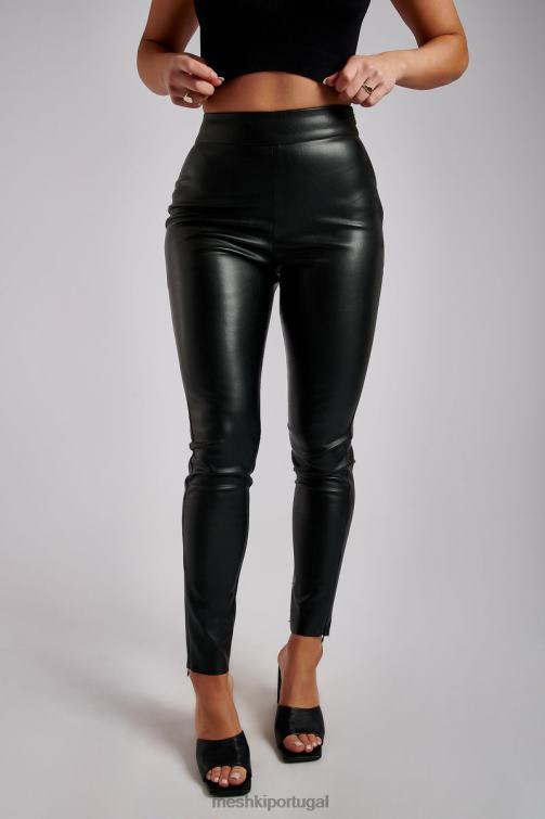 Meshki calça skinny de couro sintético shayla BLLT1340 roupas preto