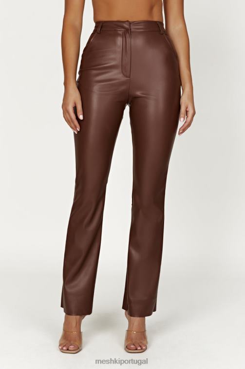 Meshki calça tyra de couro sintético com perna reta BLLT1239 roupas chocolate