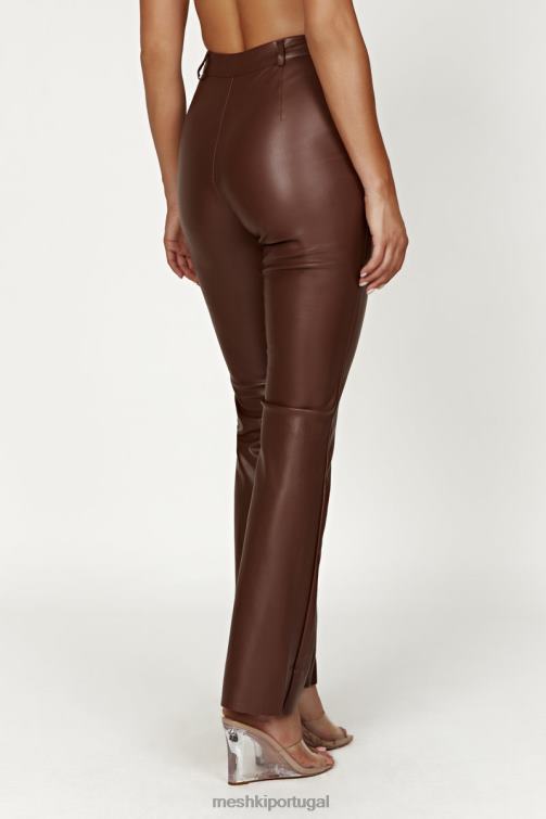 Meshki calça tyra de couro sintético com perna reta BLLT1239 roupas chocolate
