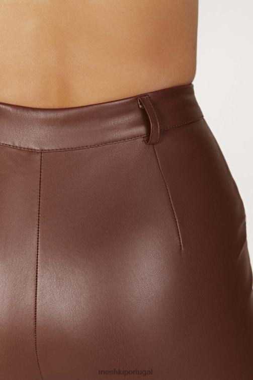 Meshki calça tyra de couro sintético com perna reta BLLT1239 roupas chocolate