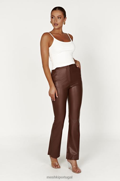 Meshki calça tyra de couro sintético com perna reta BLLT1239 roupas chocolate