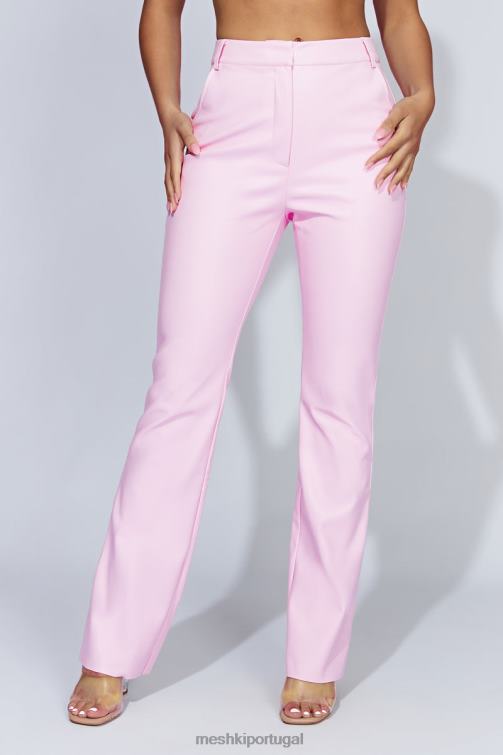 Meshki calça tyra de couro sintético com perna reta BLLT1431 roupas bebê Rosa