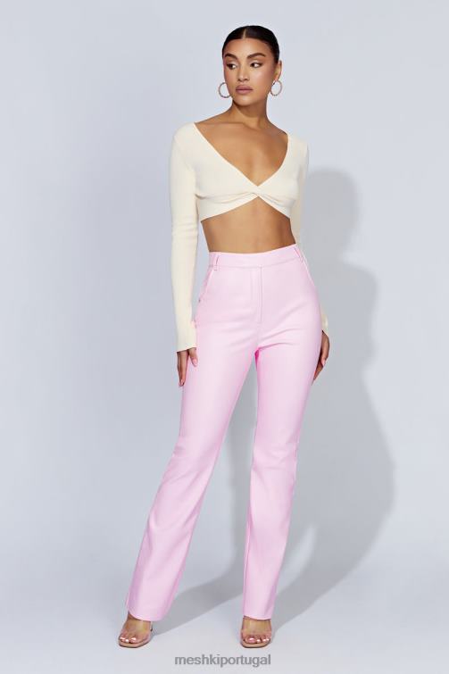 Meshki calça tyra de couro sintético com perna reta BLLT1431 roupas bebê Rosa