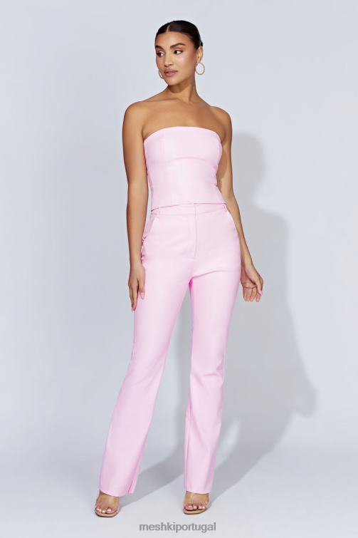 Meshki calça tyra de couro sintético com perna reta BLLT1431 roupas bebê Rosa