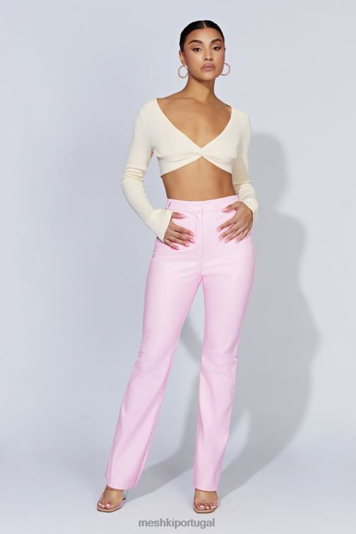 Meshki calça tyra de couro sintético com perna reta BLLT1431 roupas bebê Rosa