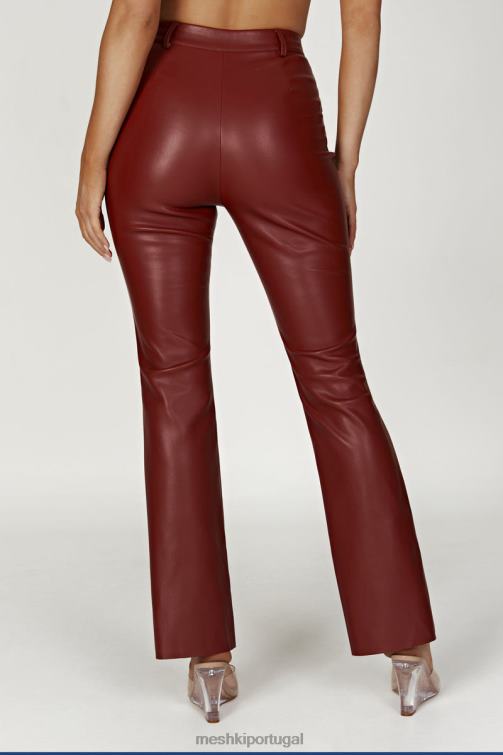 Meshki calça tyra de couro sintético com perna reta BLLT1609 roupas chocolate cereja