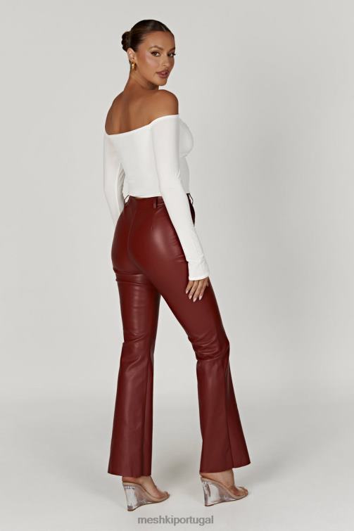 Meshki calça tyra de couro sintético com perna reta BLLT1609 roupas chocolate cereja