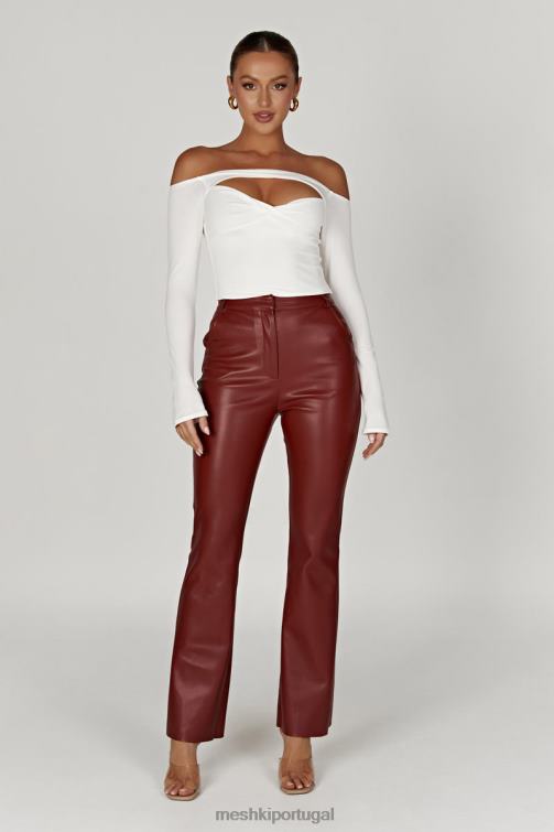 Meshki calça tyra de couro sintético com perna reta BLLT1609 roupas chocolate cereja