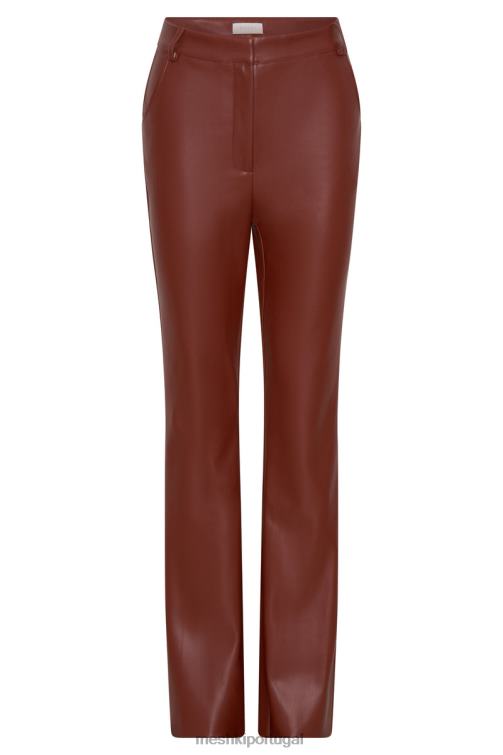 Meshki calça tyra de couro sintético com perna reta BLLT1609 roupas chocolate cereja