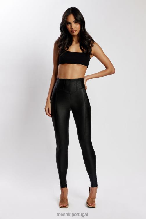 Meshki calça zima com espartilho de couro sintético cintura alta BLLT1292 roupas preto
