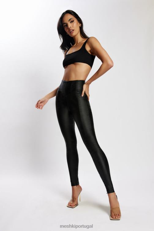 Meshki calça zima com espartilho de couro sintético cintura alta BLLT1292 roupas preto