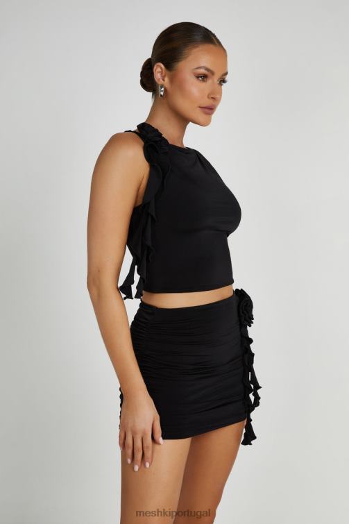Meshki Mini saia rosa com babados brydee BLLT1295 roupas preto