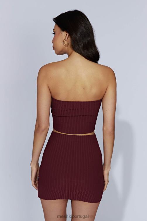 Meshki minissaia de malha shiloh com cintura baixa BLLT1468 roupas chocolate cereja