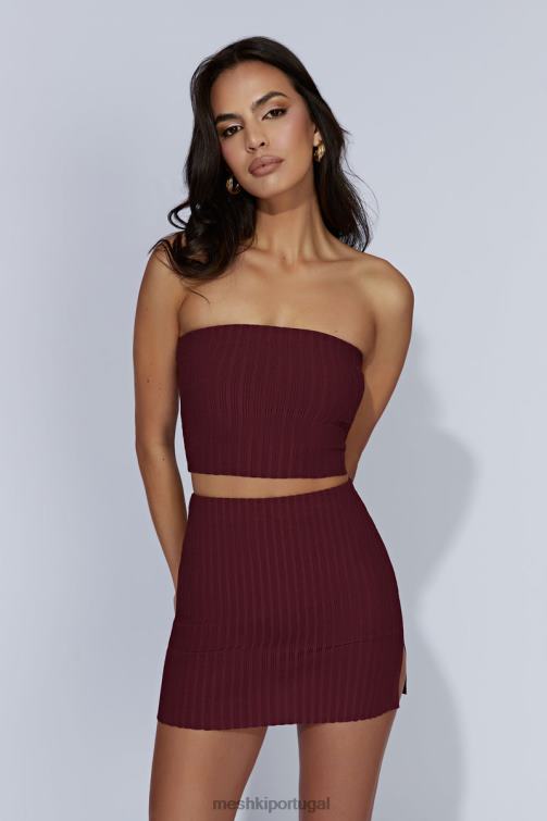Meshki minissaia de malha shiloh com cintura baixa BLLT1468 roupas chocolate cereja