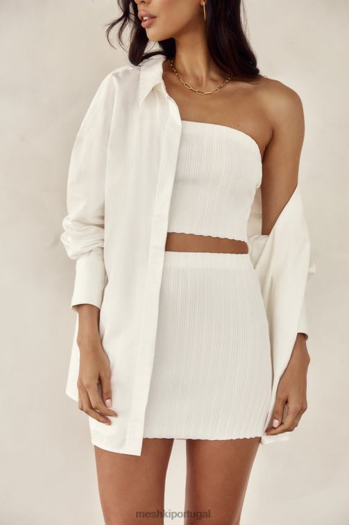 Meshki minissaia de malha shiloh com cintura baixa BLLT1556 roupas off white