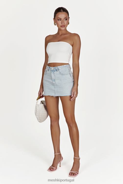 Meshki minissaia jeans lennon cintura média BLLT1271 roupas azul claro