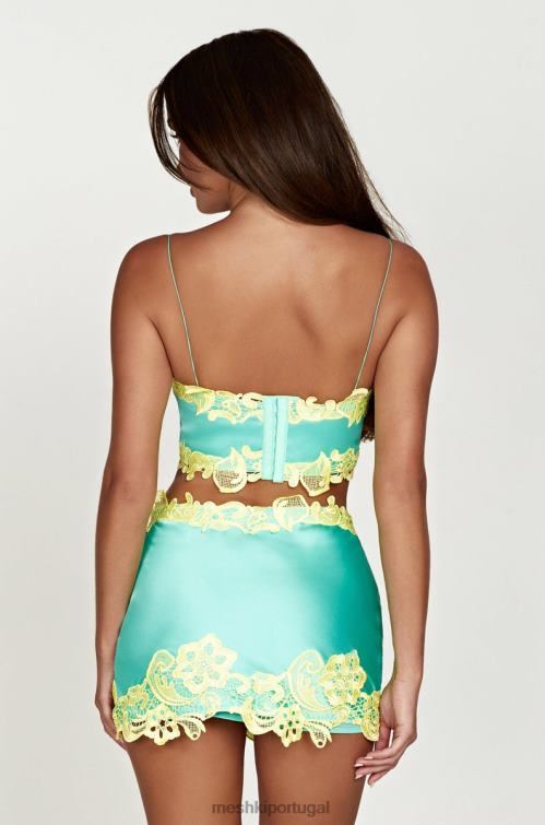 Meshki niamh micro minissaia com renda BLLT1506 roupas hortelã