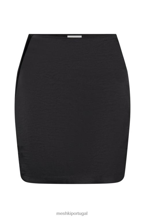 Meshki romi mini saia de cetim envolvente assimétrica BLLT1509 roupas preto
