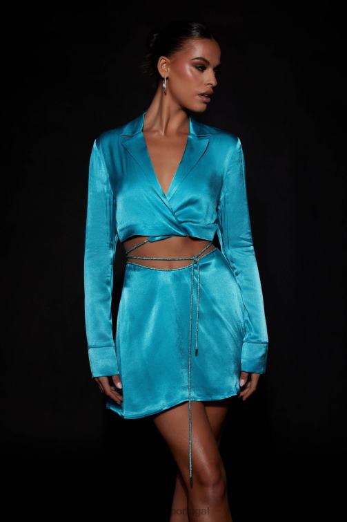 Meshki talulah saia de mini flauta com corda de diamante BLLT1538 roupas Azul-ciano