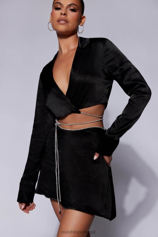 Meshki talulah saia de mini flauta com corda de diamante BLLT1544 roupas preto