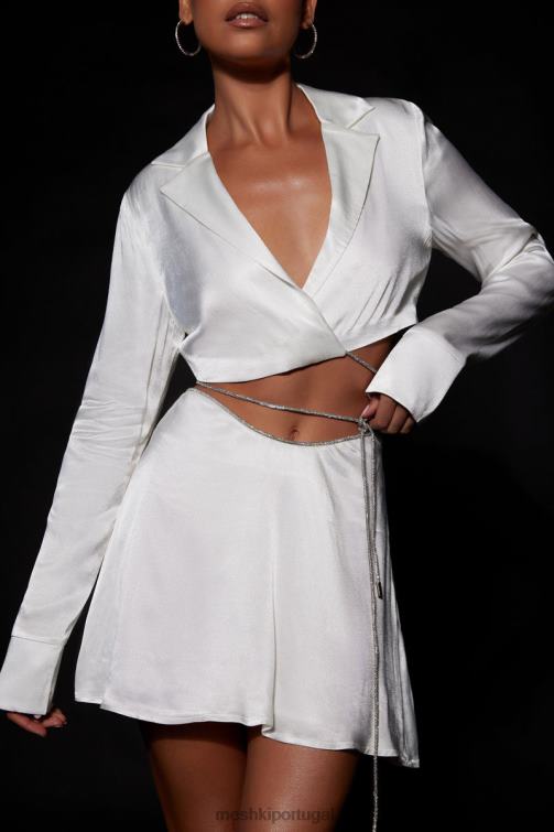 Meshki talulah saia de mini flauta com corda de diamante BLLT1548 roupas branco