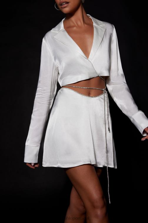 Meshki talulah saia de mini flauta com corda de diamante BLLT1548 roupas branco