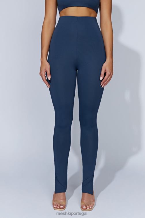 Meshki legging com fenda lateral michelle BLLT1597 roupas marinha da meia-noite