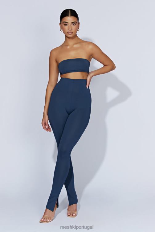 Meshki legging com fenda lateral michelle BLLT1597 roupas marinha da meia-noite