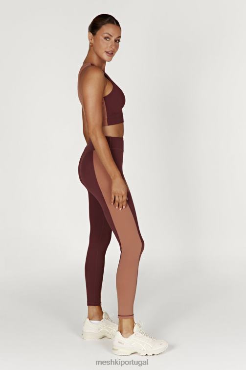 Meshki leggings com painel de dois tons libby BLLT1475 roupas mogno/bronzeado