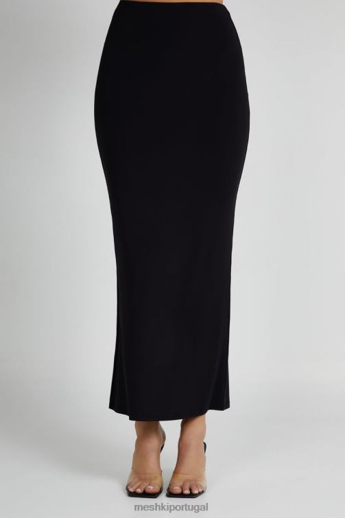 Meshki Saia maxi rabo de peixe em nylon reciclado Olympia BLLT1258 roupas preto