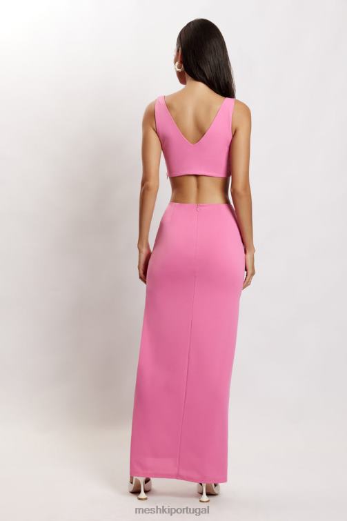 Meshki saia maxi com fenda lateral jacqui BLLT1576 roupas rosa