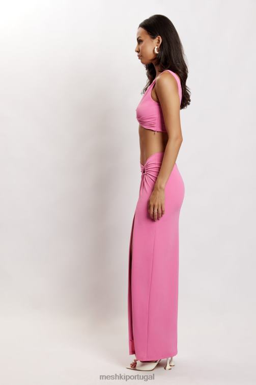 Meshki saia maxi com fenda lateral jacqui BLLT1576 roupas rosa