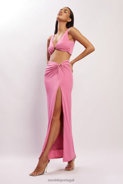 Meshki saia maxi com fenda lateral jacqui BLLT1576 roupas rosa
