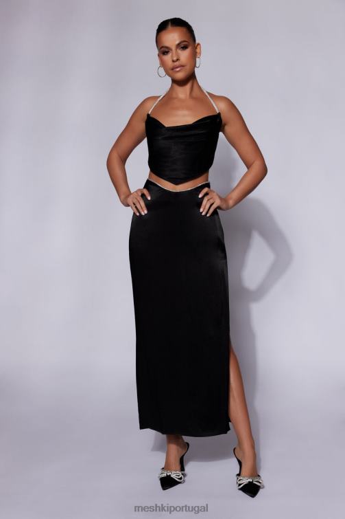 Meshki saia maxi corda diamante christie BLLT1476 roupas preto