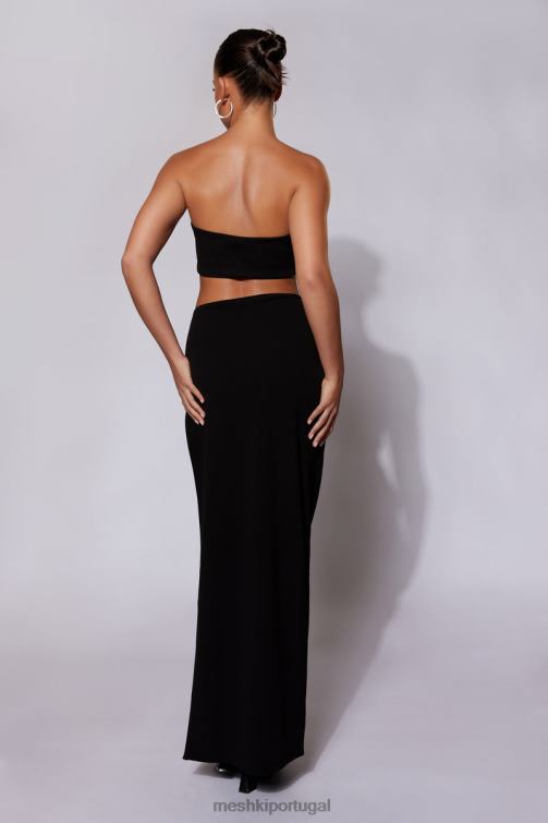 Meshki saia maxi de corda diamante anastasia com divisão BLLT1557 roupas preto
