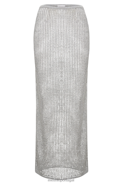 Meshki saia maxi de crochê com lantejoulas christa BLLT1481 roupas prata