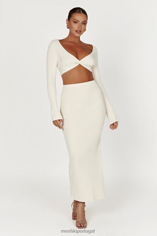 Meshki saia maxi de malha kaesha dividida BLLT1272 roupas osso