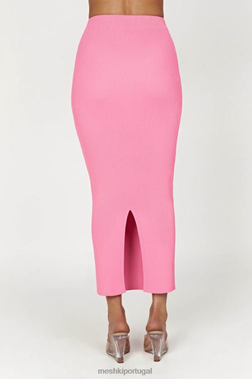 Meshki saia maxi de malha kaesha dividida BLLT1417 roupas rosa chiclete