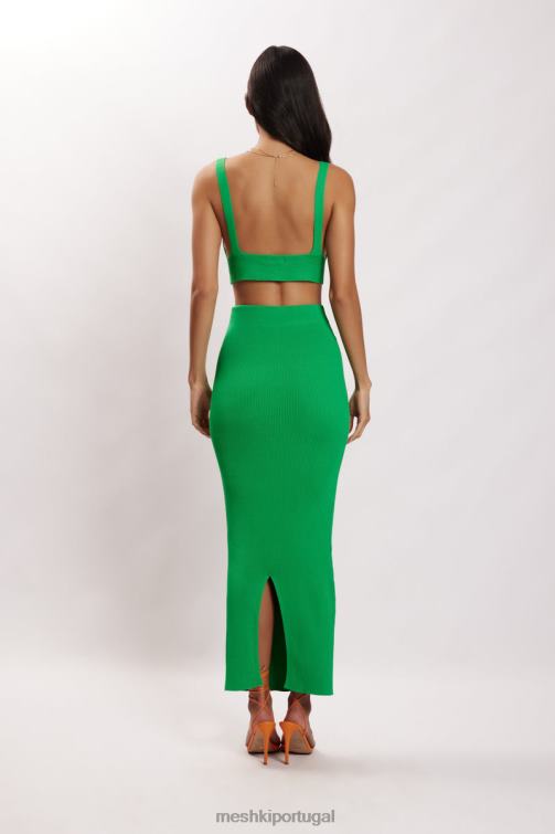 Meshki saia maxi de malha kaesha dividida BLLT1534 roupas verde