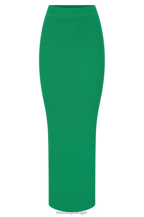 Meshki saia maxi de malha kaesha dividida BLLT1534 roupas verde