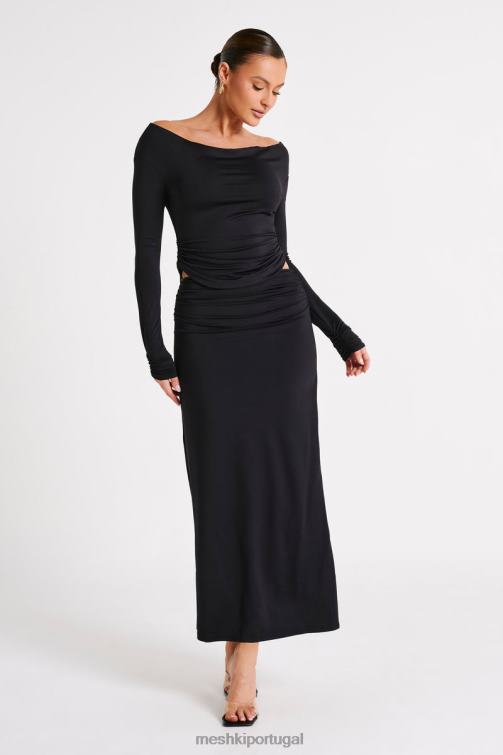 Meshki saia maxi de nylon reciclado emma BLLT1242 roupas preto