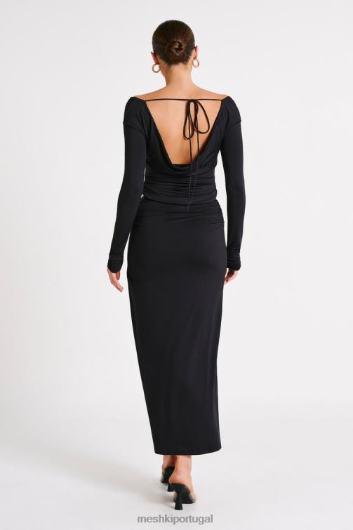 Meshki saia maxi de nylon reciclado emma BLLT1242 roupas preto