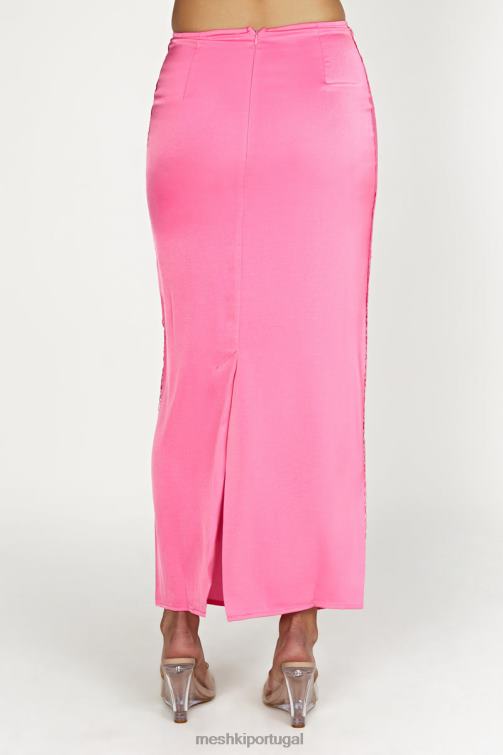 Meshki saia maxi de renda bellamy BLLT1529 roupas rosa chiclete