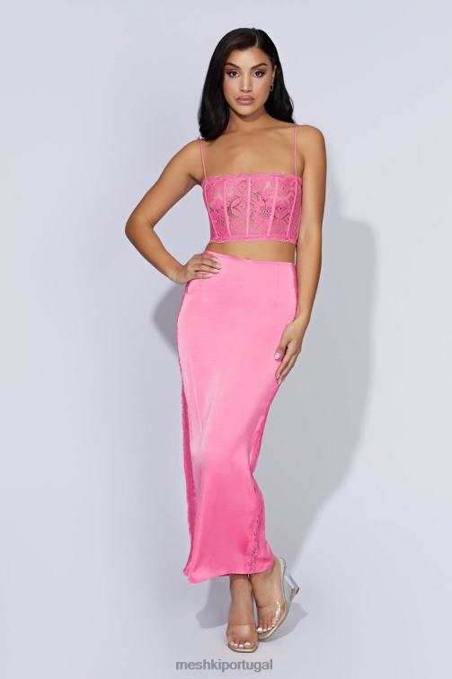 Meshki saia maxi de renda bellamy BLLT1529 roupas rosa chiclete