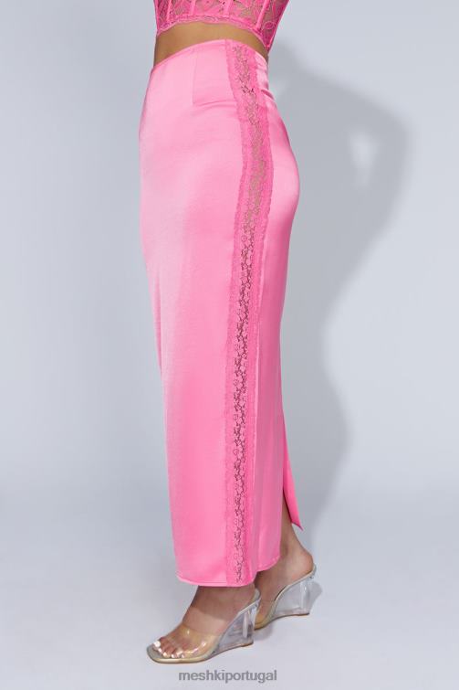 Meshki saia maxi de renda bellamy BLLT1529 roupas rosa chiclete