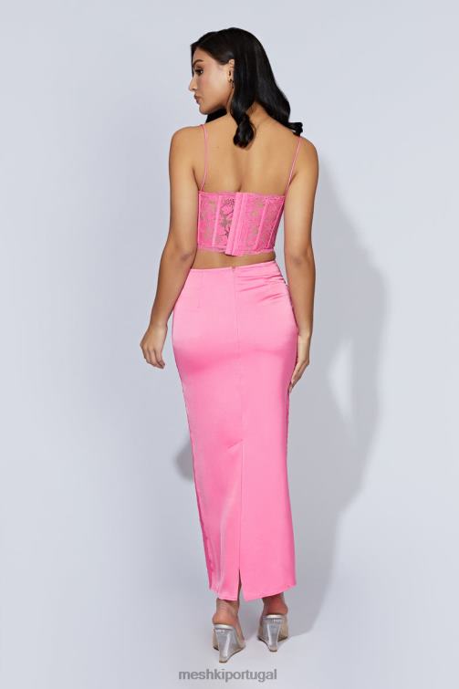 Meshki saia maxi de renda bellamy BLLT1529 roupas rosa chiclete