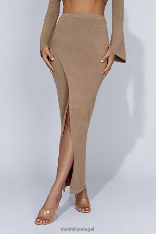 Meshki saia maxi dividida em malha petra BLLT1366 roupas cinza