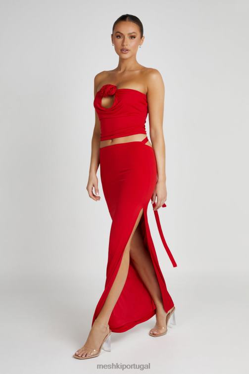 Meshki saia maxi jeans com capuz nas costas BLLT1279 roupas vermelho