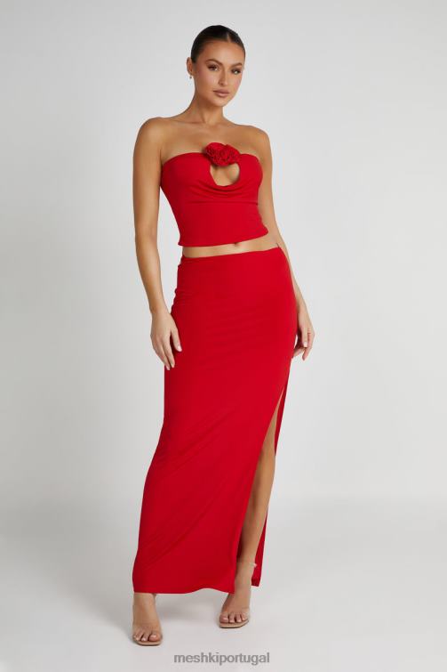 Meshki saia maxi jeans com capuz nas costas BLLT1279 roupas vermelho